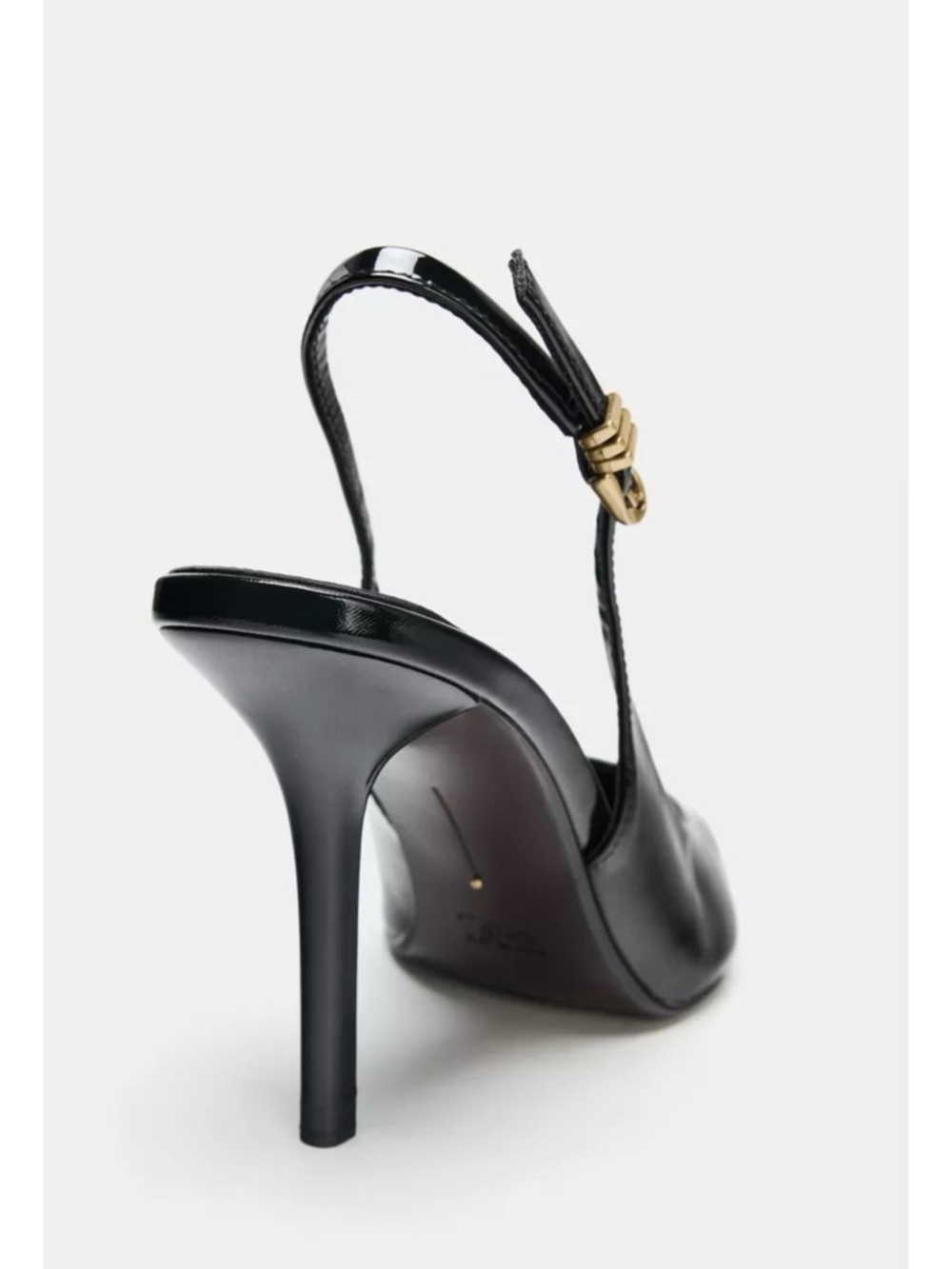 Zara Black Patent Slingback Pointed-Toe Stiletto - Picture 4 of 5